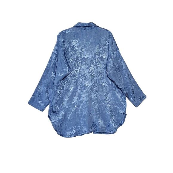 VTG GOLD LABEL VICTORIA'S SECRET BLUE BUTTON UP SATIN SLEEP SHIRT M/L - Picture 2 of 7